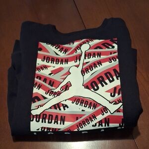 Jordan Black Crewneck with Red and White Graphic Sweatshirt